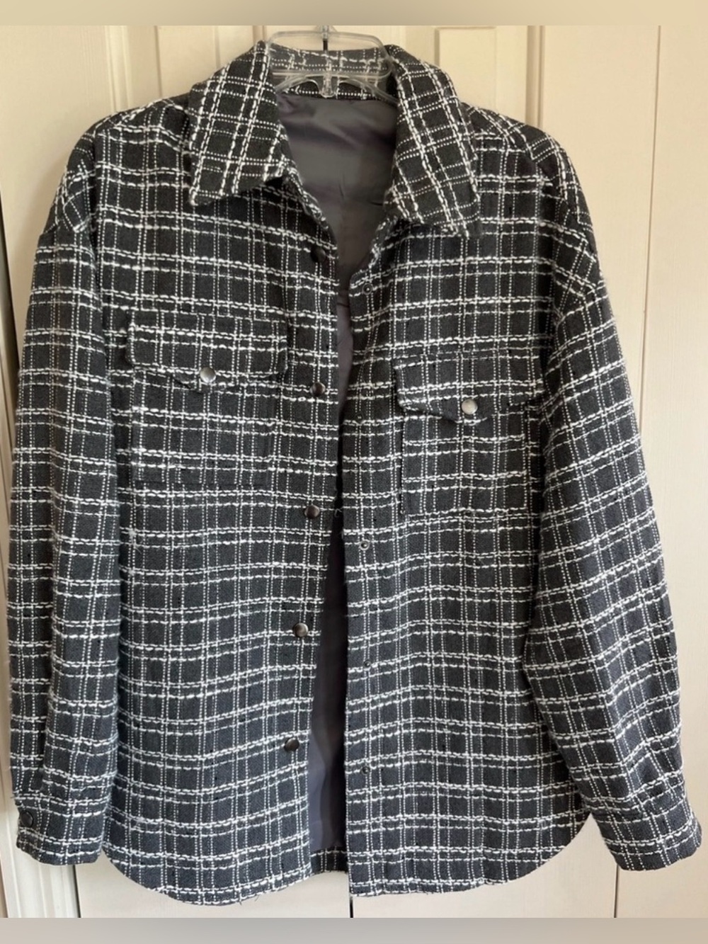New Chic grey tweed shacket shirt jacket medium